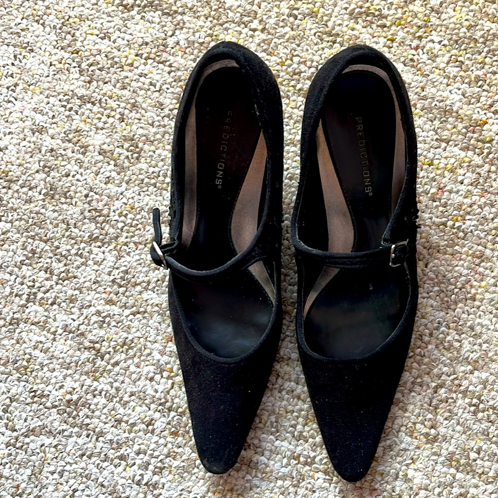 Black suede like heels